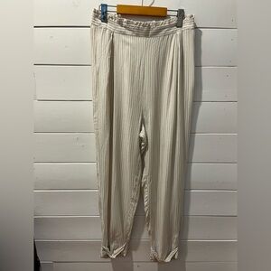 OYSHO Beige & White Striped Pants - Size L